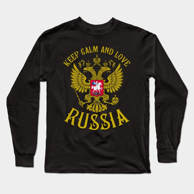 123 Wappen Russland Keep Calm and Love Russia Long Sleeve T-Shirt by Margarita7